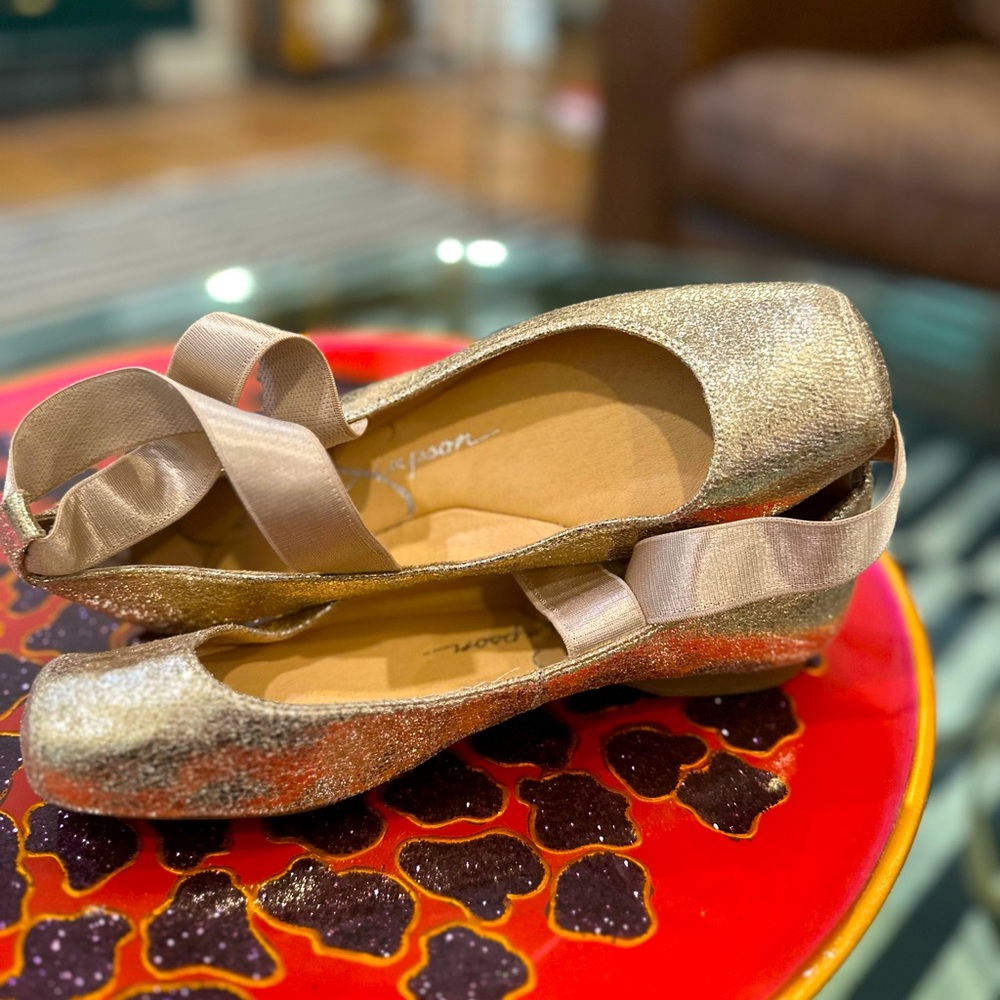 Glitter Gold Ballet Flats Sz 8 Jessica Simpson